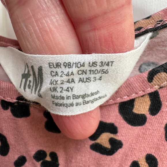 H&M 3T/4T Girls Leopard Pleated Tank Top Sleeveless Dress - Picture 4 of 5